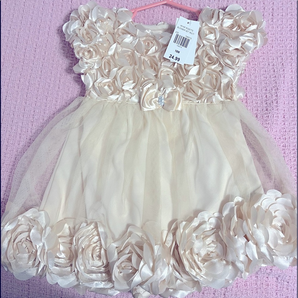 Toddler girls dress, size 18 mos, champagne color